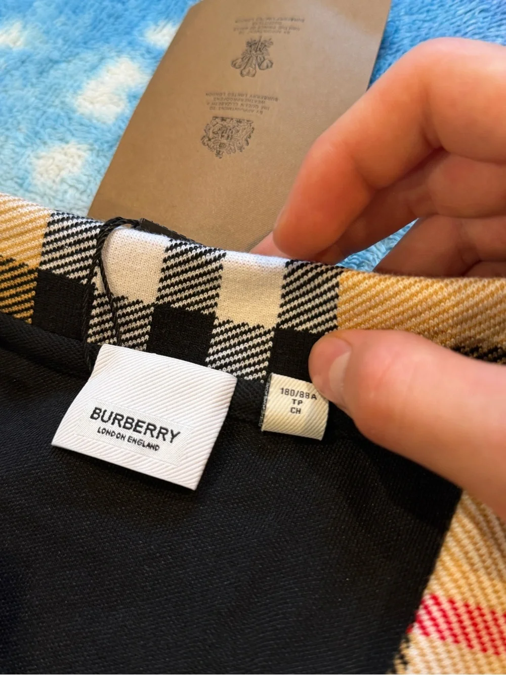 Burberry Black Polo with Signature Check Collar